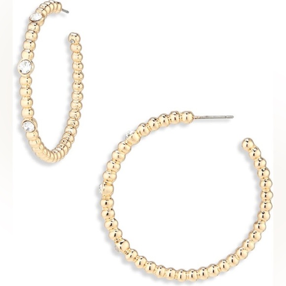Nine West Jewelry - NWT Crystal Textured Hoop Earrings